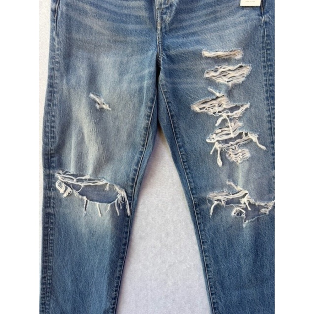 NEW AE77 American Eagle Jeans 00 Womens‎ Blue Slouch Denim Distressed Straight - Picture 2 of 11